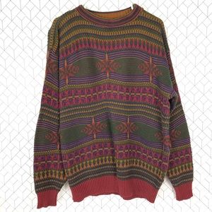 Vintage 80s style Textured Knit Pattern Sweater
